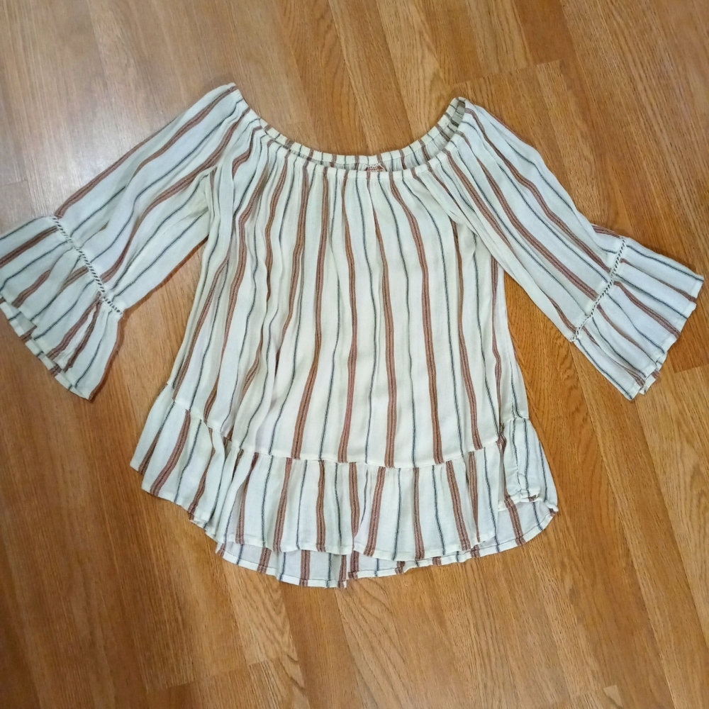 Striped Off THE Shoulder Blouse
